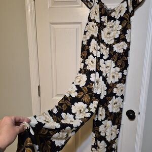 Old Navy Black and White Floral Jumpsuit